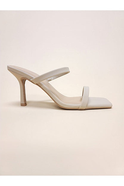 Nude Double Strap Square Toe Heel