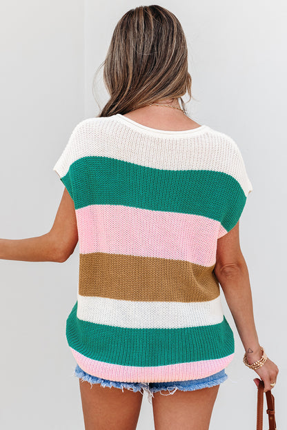 Isla Capsleeve Colorblock Knit Top