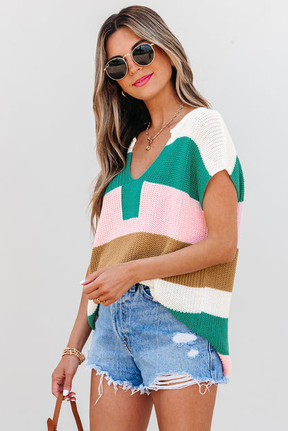 Isla Capsleeve Colorblock Knit Top