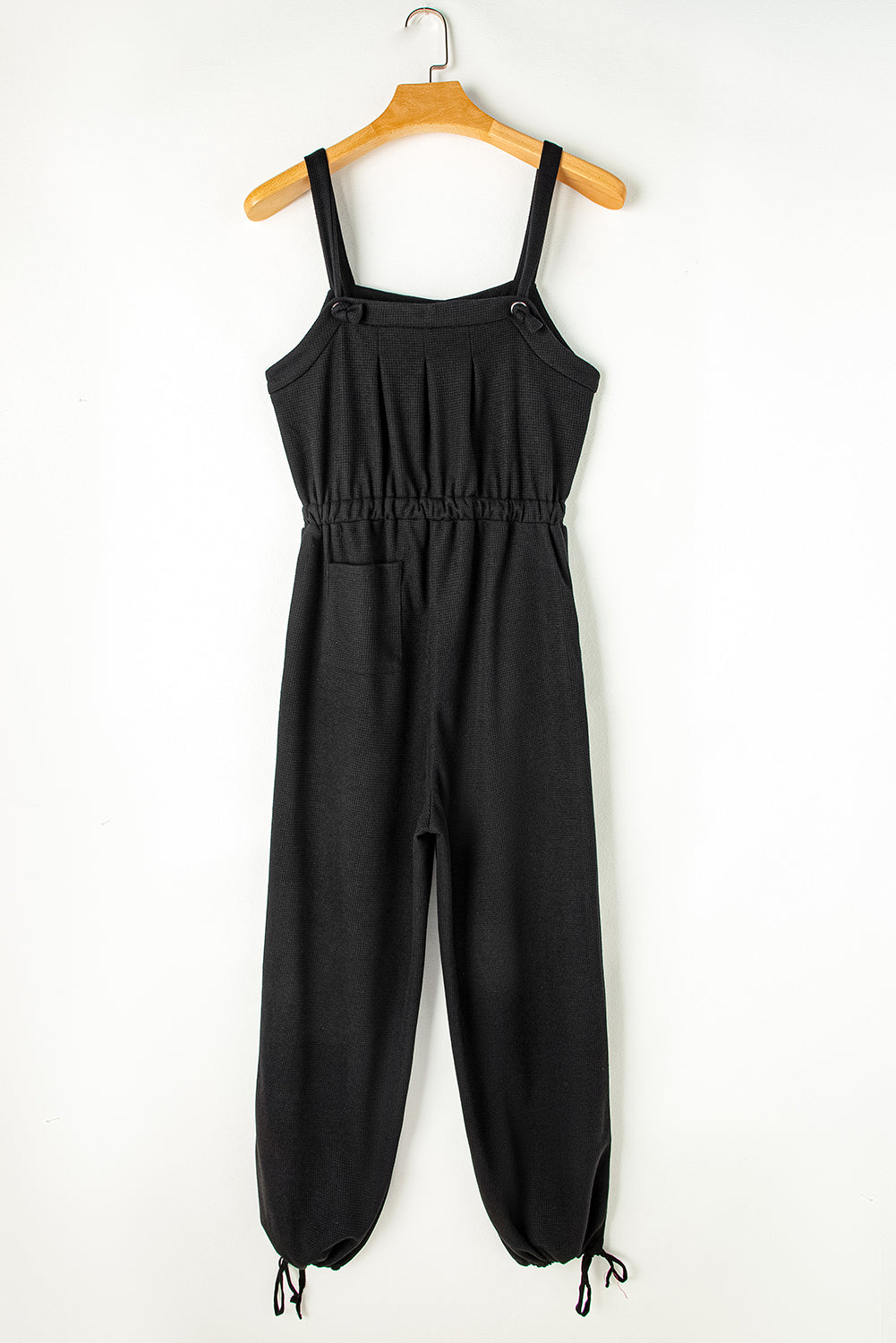 Crystal Textured Drawstring Sleeveless Jumpsuit