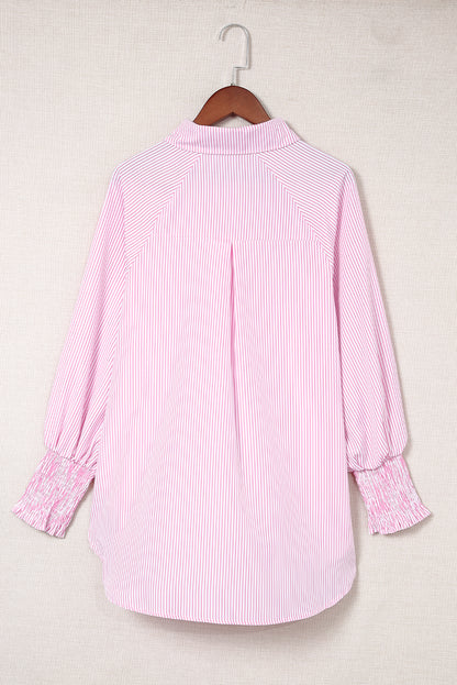 Sagamore Buttoned Striped Shirred Cuff Blouse