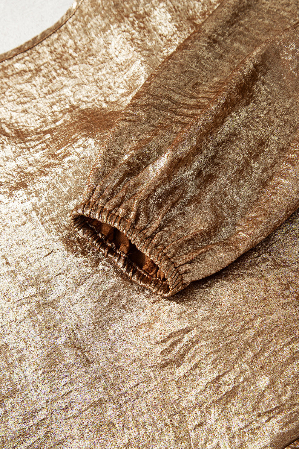 Golden Metallic Ribbon Front Baby Doll Blouse