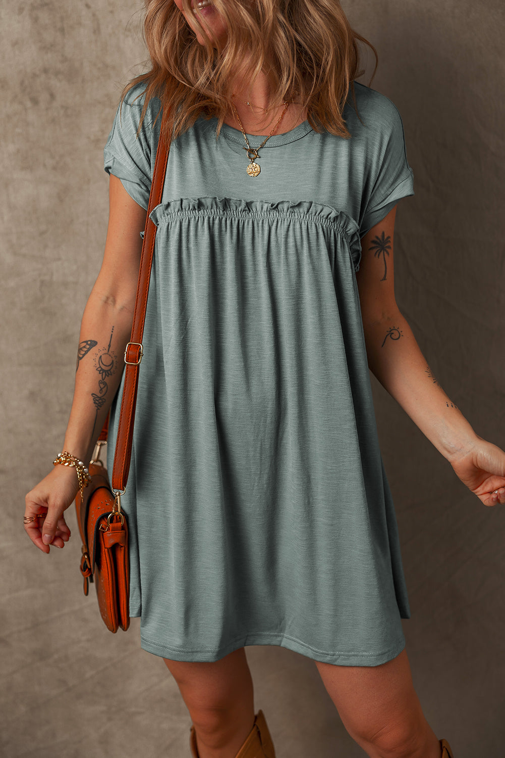 Sage Cap Sleeve Shirt Dress