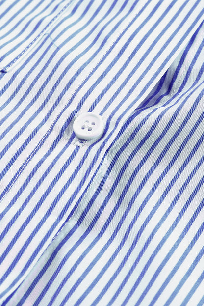 Sagamore Buttoned Striped Shirred Cuff Blouse