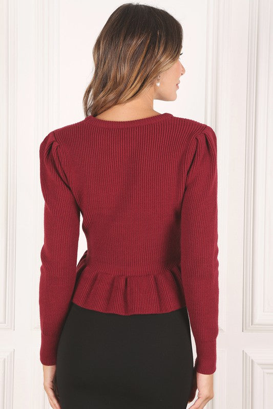 Date Night Peplum Sweater Top