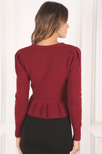 Date Night Peplum Sweater Top