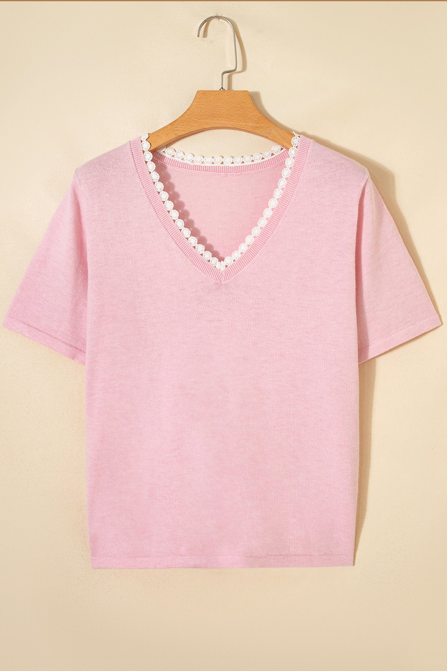 Carnation Pink Lace Detail Knit Top