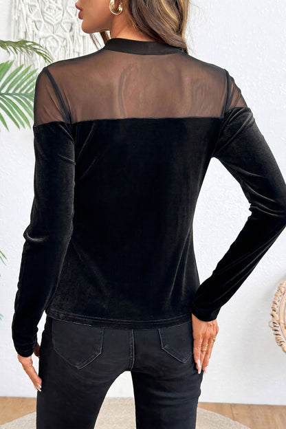 Karen Mesh Velvet Contrast Top