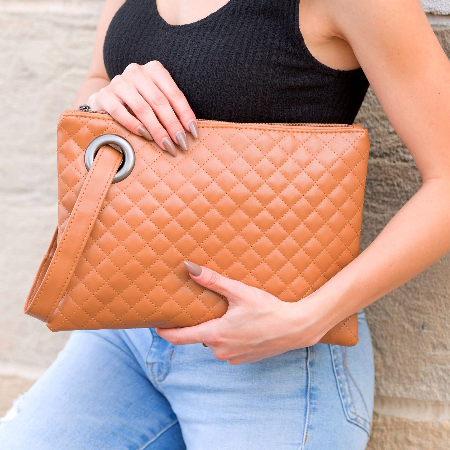 Laura Quilted Wristlet Clutch