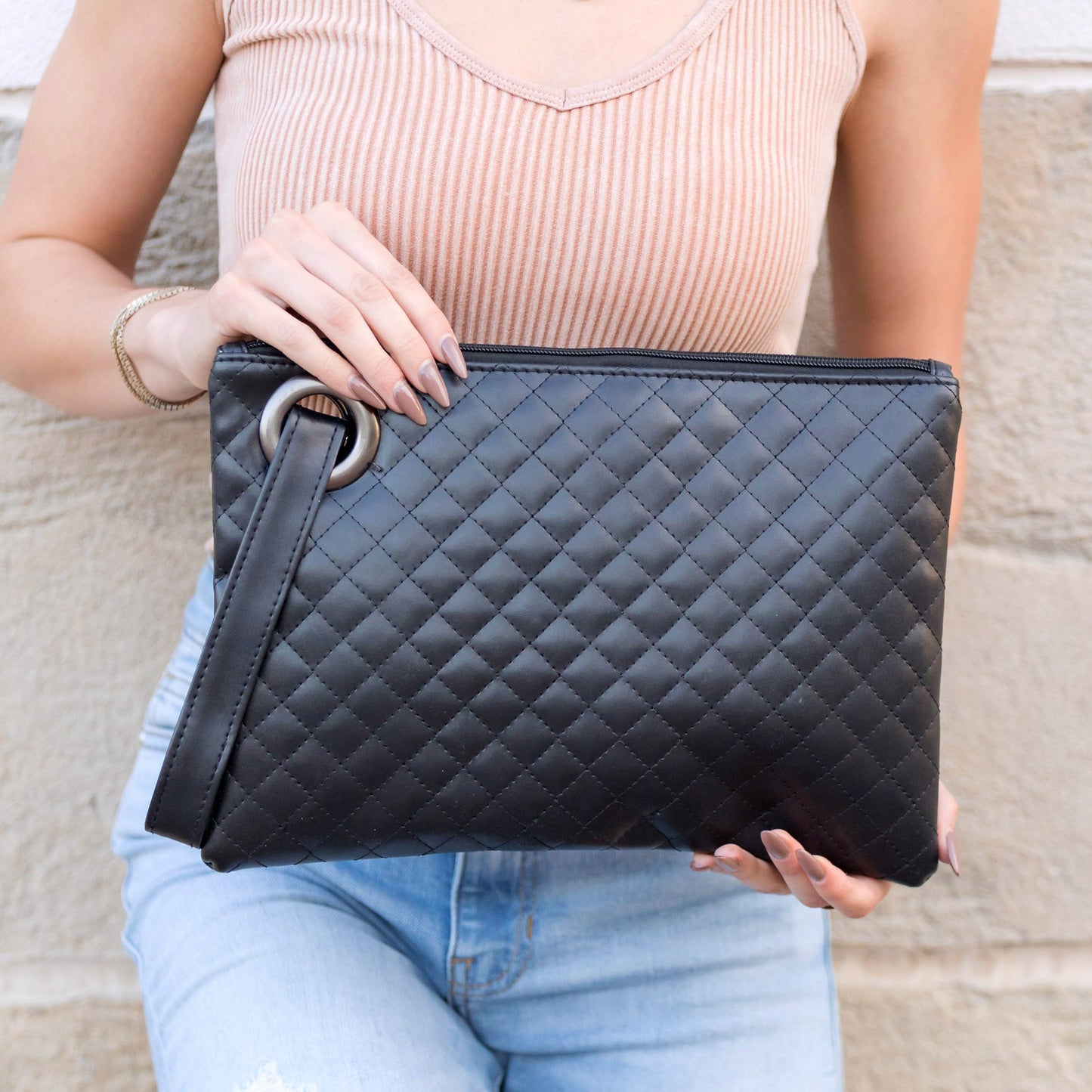 Laura Quilted Wristlet Clutch
