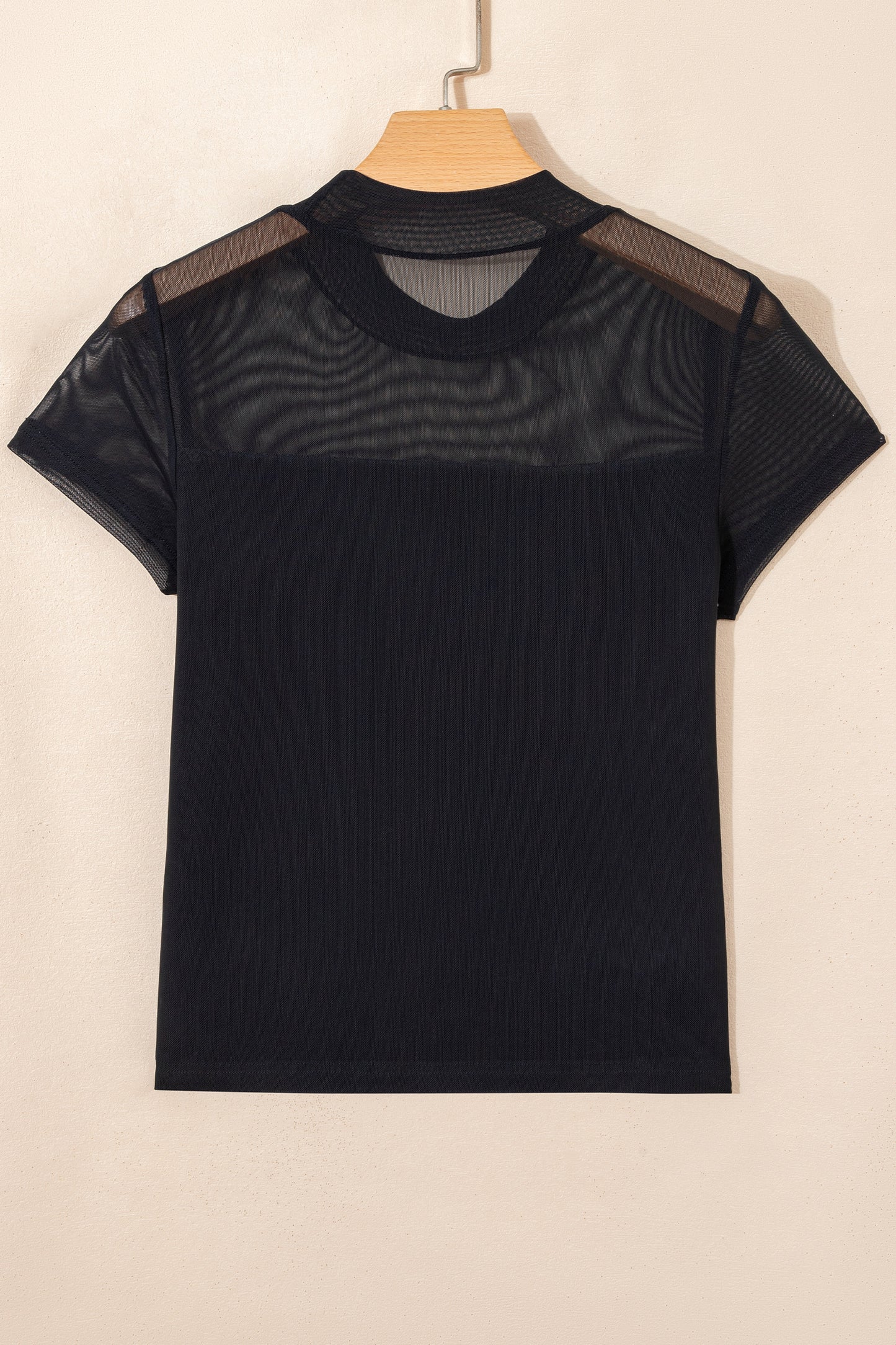 Jenna Sheer Mesh Contrast Cap Sleeve Top