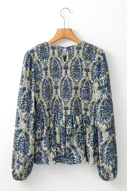 Cheyenne Smocked Peplum Blouse