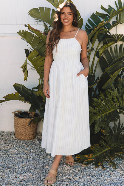 Eva Pinstripe Maxi Dress