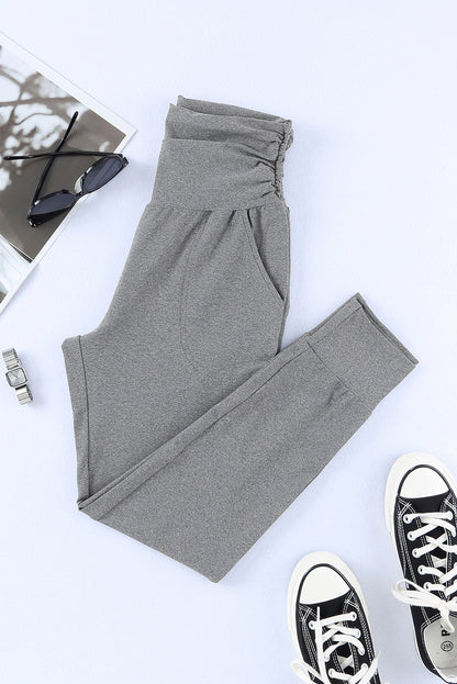 Pleated Waistband Jogger Leggings