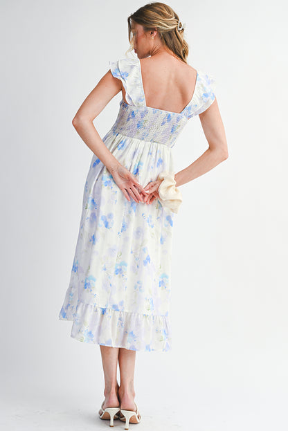 Argentina High Waisted Smocked Midi Dress