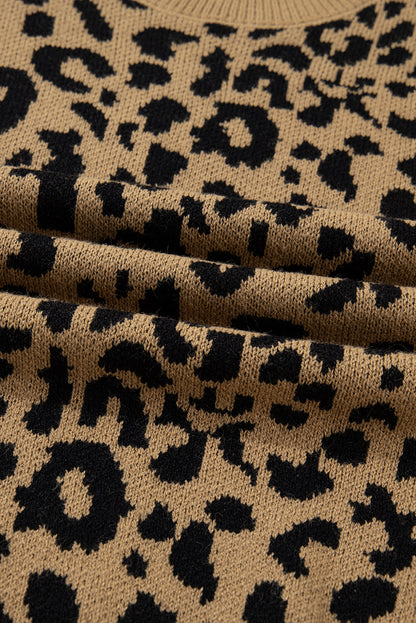 Leopard Slouchy Drop Shoulder Sweater