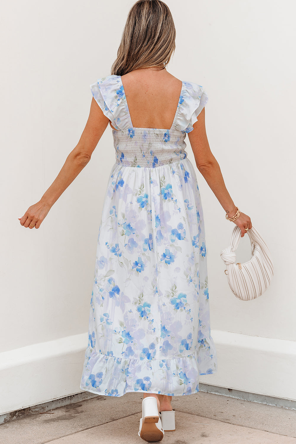 Argentina High Waisted Smocked Midi Dress