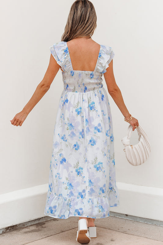 Argentina High Waisted Smocked Midi Dress