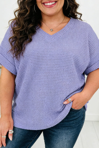 Curvy Lavender Waffle Knit Top