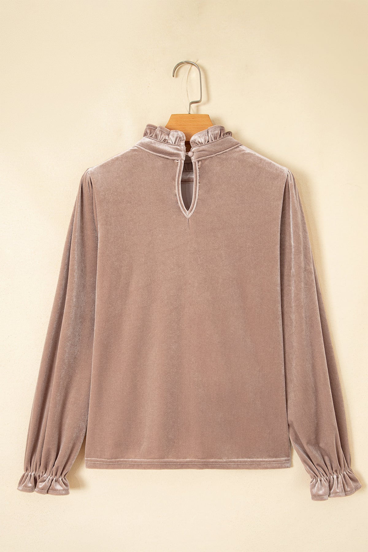 Miranda Frill Trim High Neck Velvet Top