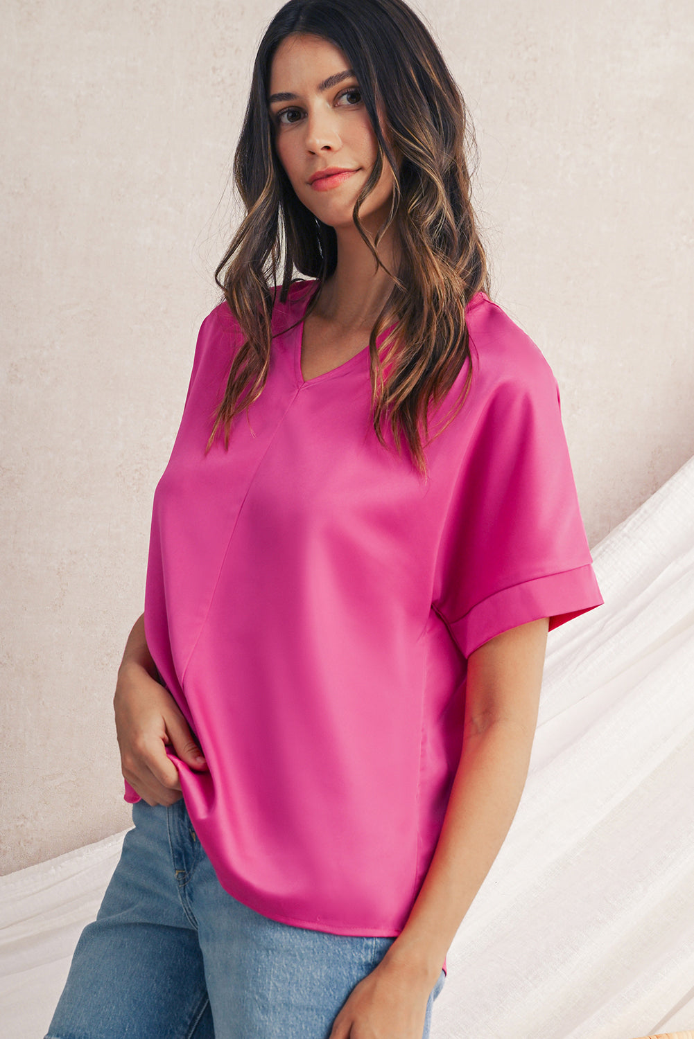 Regina V Neck Dolman Sleeve Blouse