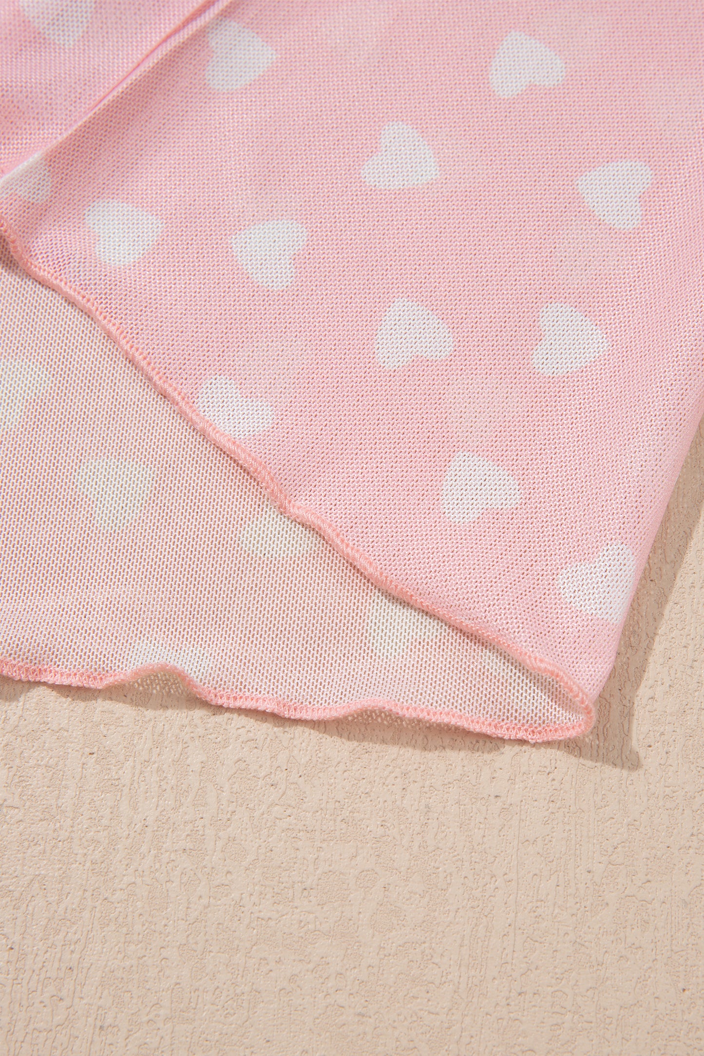 Lovely Heart Print Mesh Short Sleeve Top
