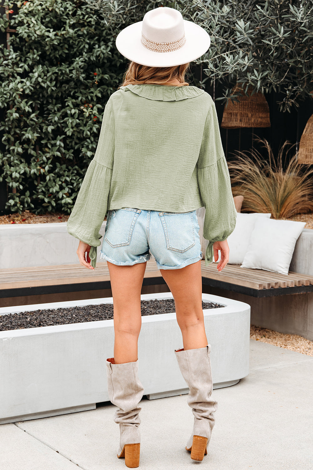 Misty Ruffle Balloon Sleeve Blouse