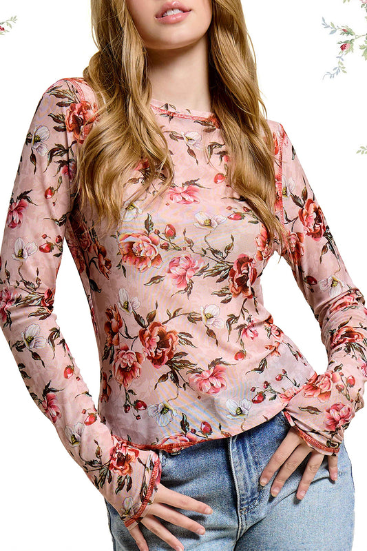 Donna Bouquet Mesh Long Sleeve