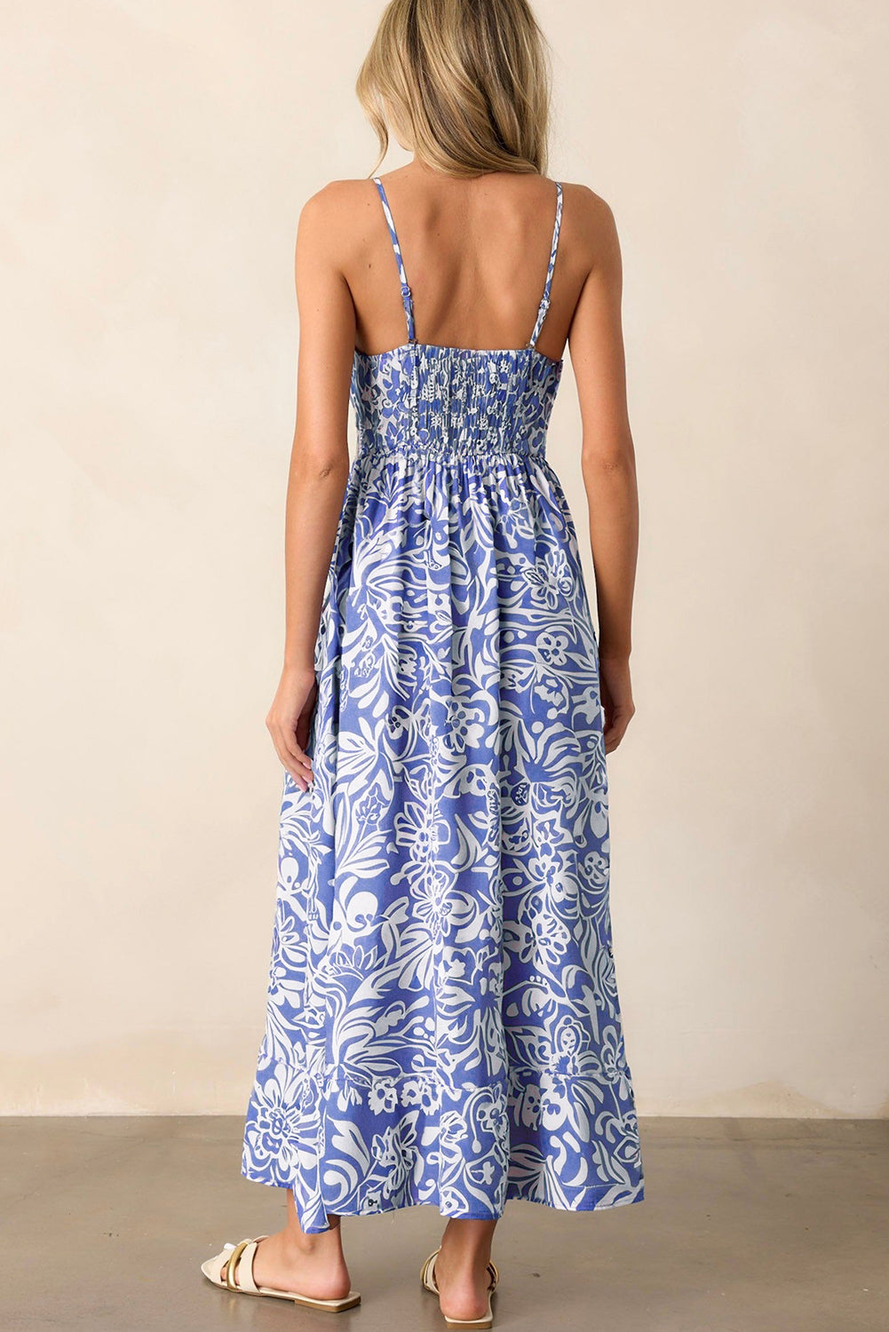 Oceania Spaghetti Strap High Waisted Maxi Dress