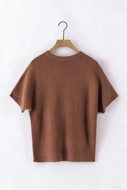 Dolman Mock Neck Short Sleeve Sweater