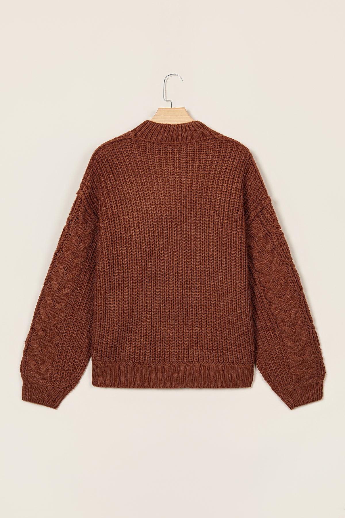 Coffee Chunky Cable Knit Sweater