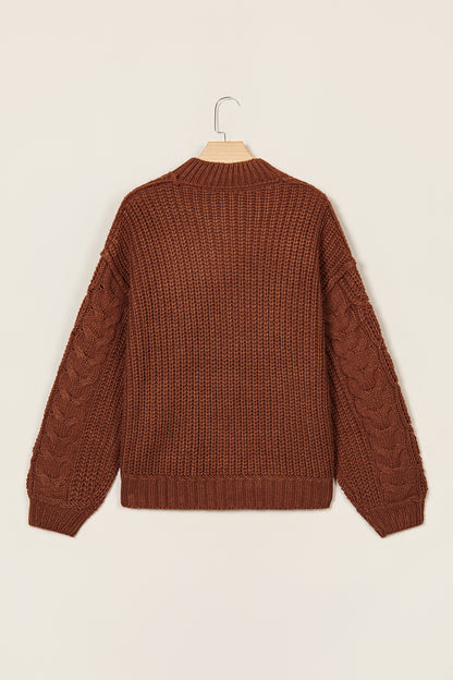 Coffee Chunky Cable Knit Sweater