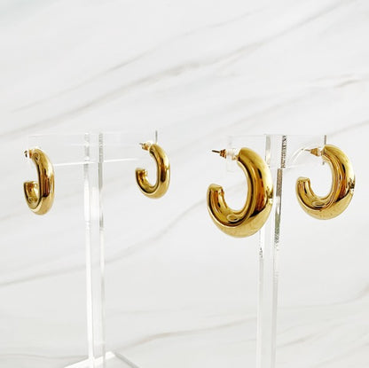 Golden Oval Hoop Earrings