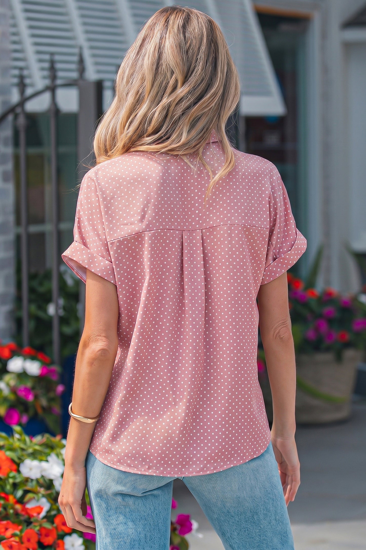 Dottie Cuffed Sleeve Button Down Blouse