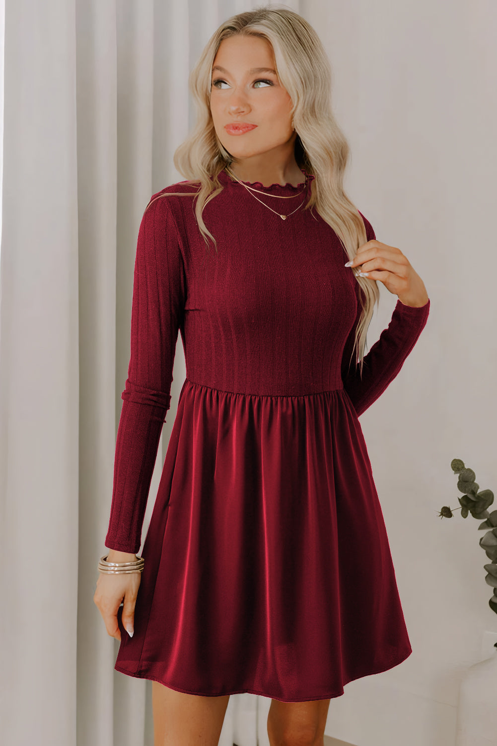 Gabriella Contrast Long Sleeve Dress