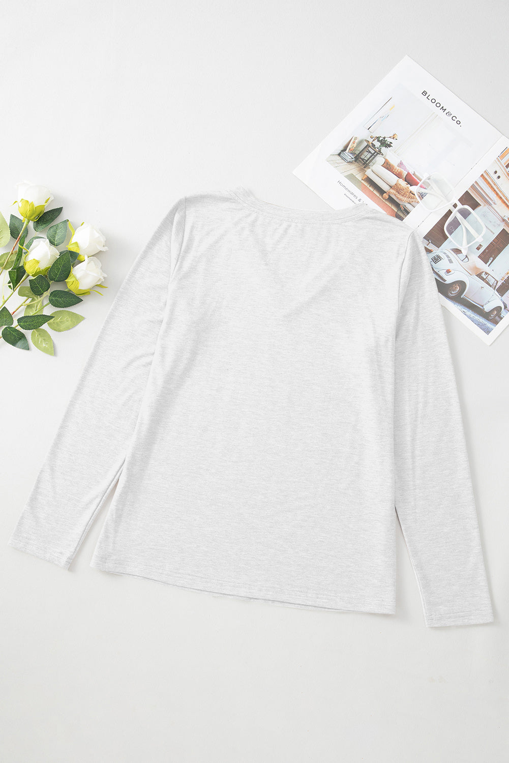 Plain Jane V Neck Long Sleeve Top