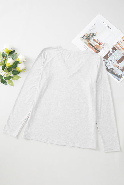 Plain Jane V Neck Long Sleeve Top