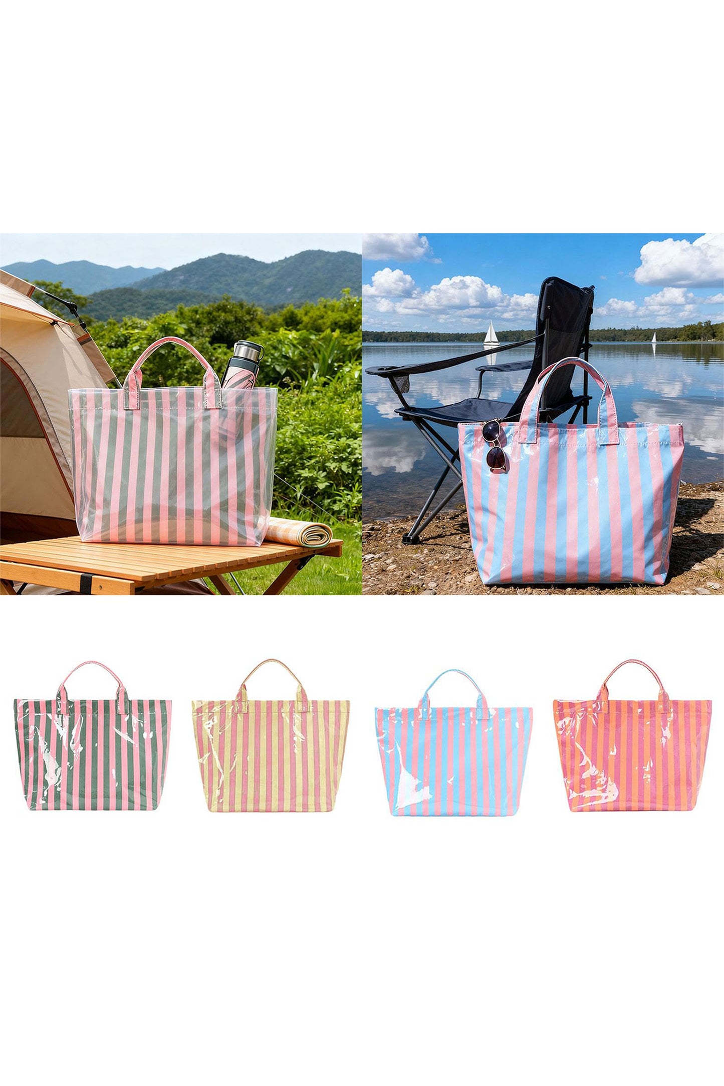 Glossy Summer Beach Vinyl Large Tote Bag