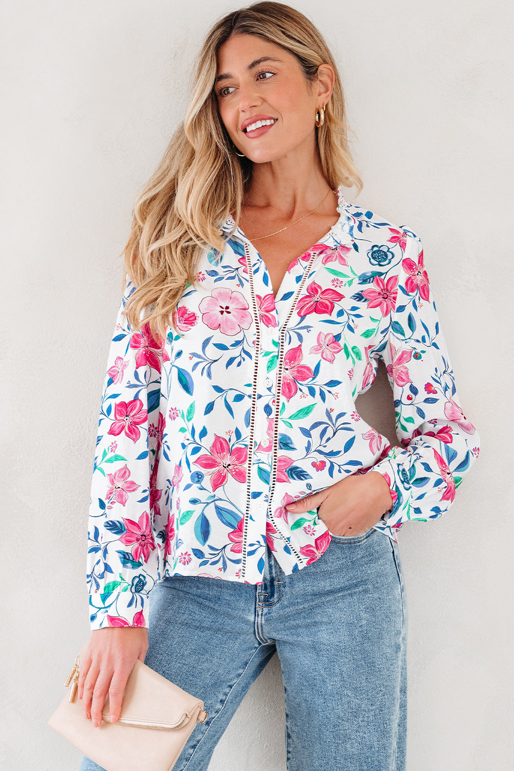 Dreamy Floral Button Down Blouse