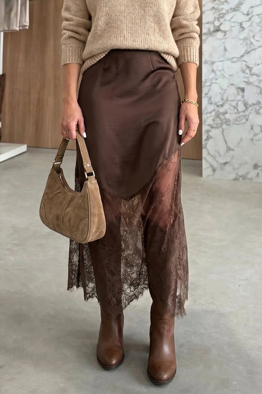 Alyssa Dark Brown Lace Skirt