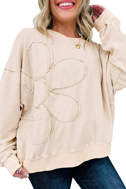 Curvy Flora Oversized Flower Detail Pullover