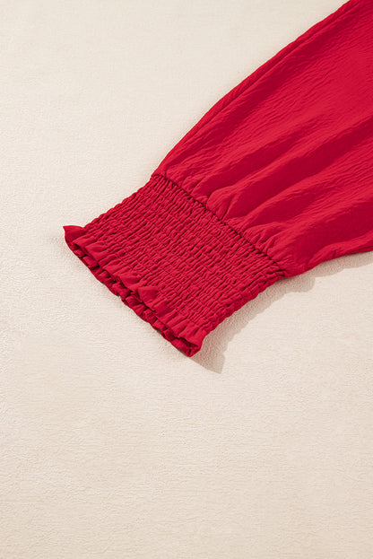 Curvy Erica Red Collared Tunic Blouse