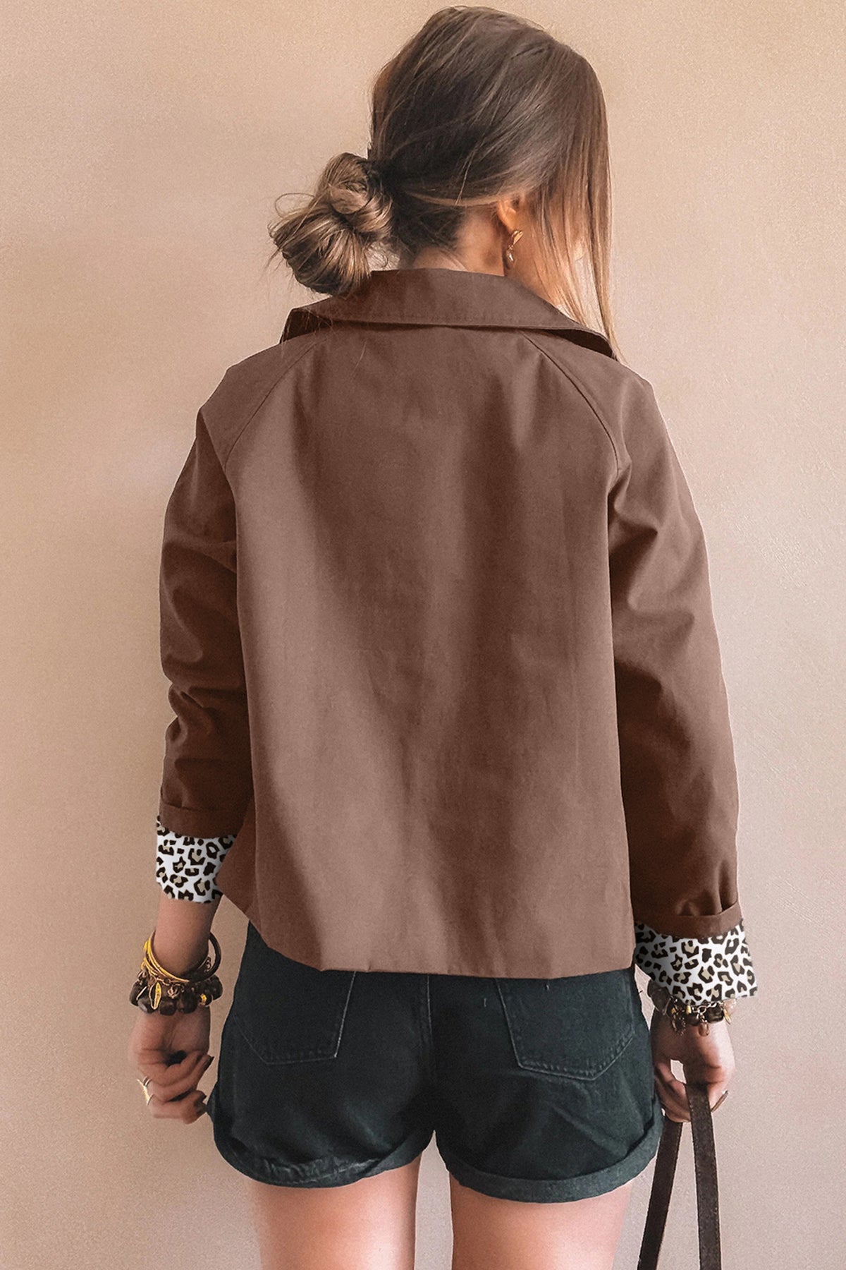 Janice Chocolate Leopard Lined Jacket