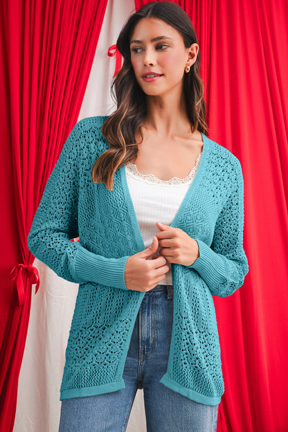 Charming Crochet Open Front Cardigan