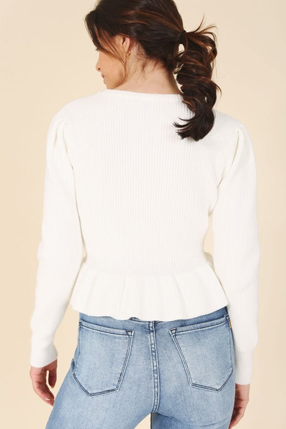 Date Night Peplum Sweater Top