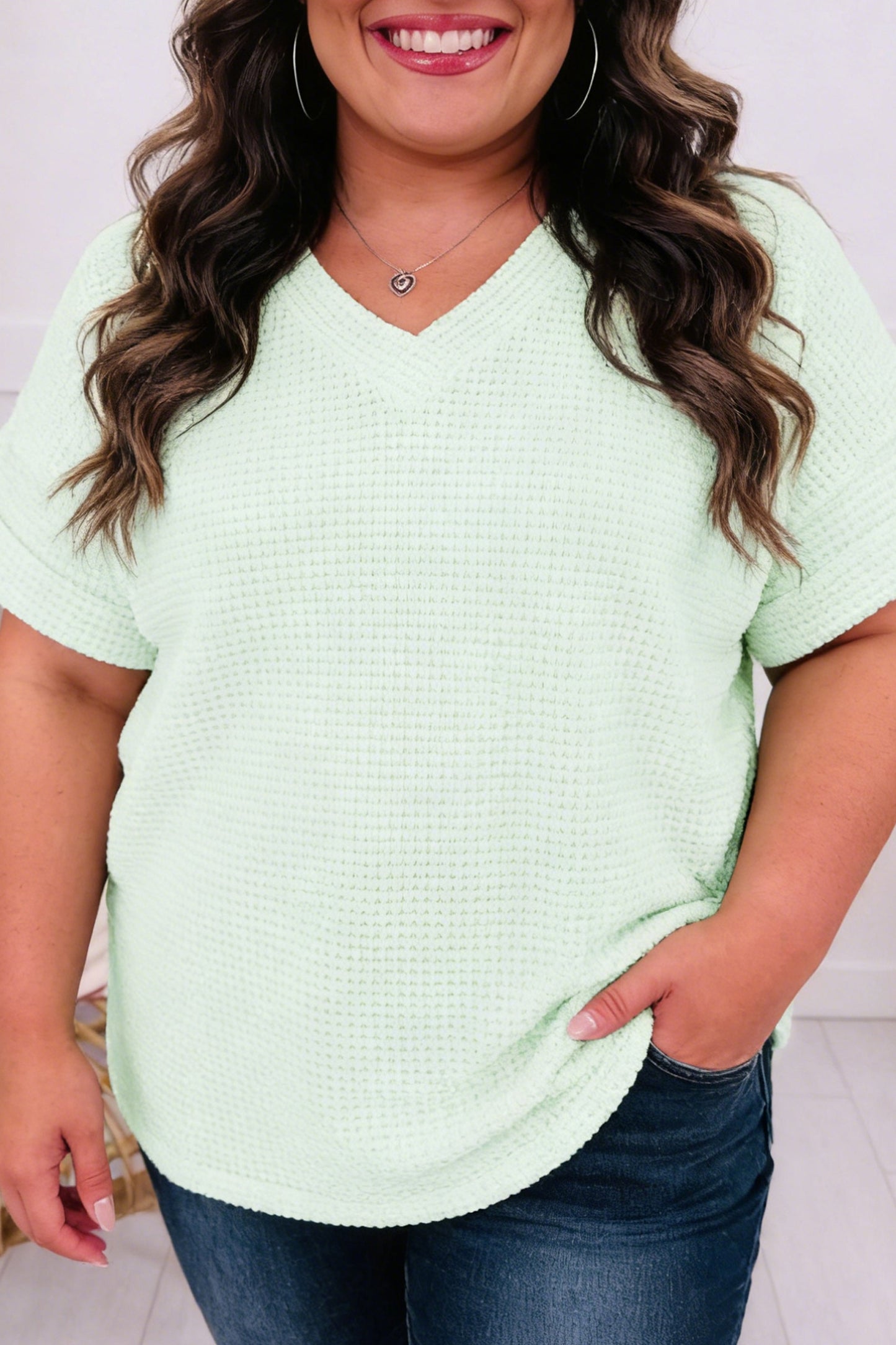 Curvy Lavender Waffle Knit Top
