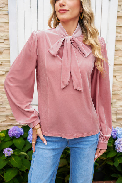 Sophie Velvet Ribbon Collar Blouse