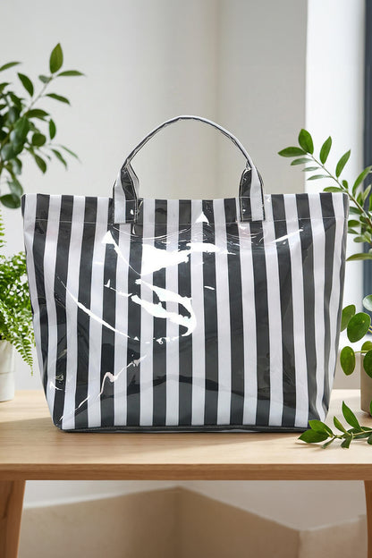 Glossy Summer Beach Vinyl Large Tote Bag