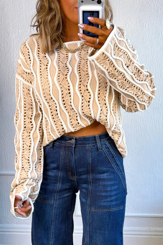 Elizabeth Eyelet Long Sleeve Sweater