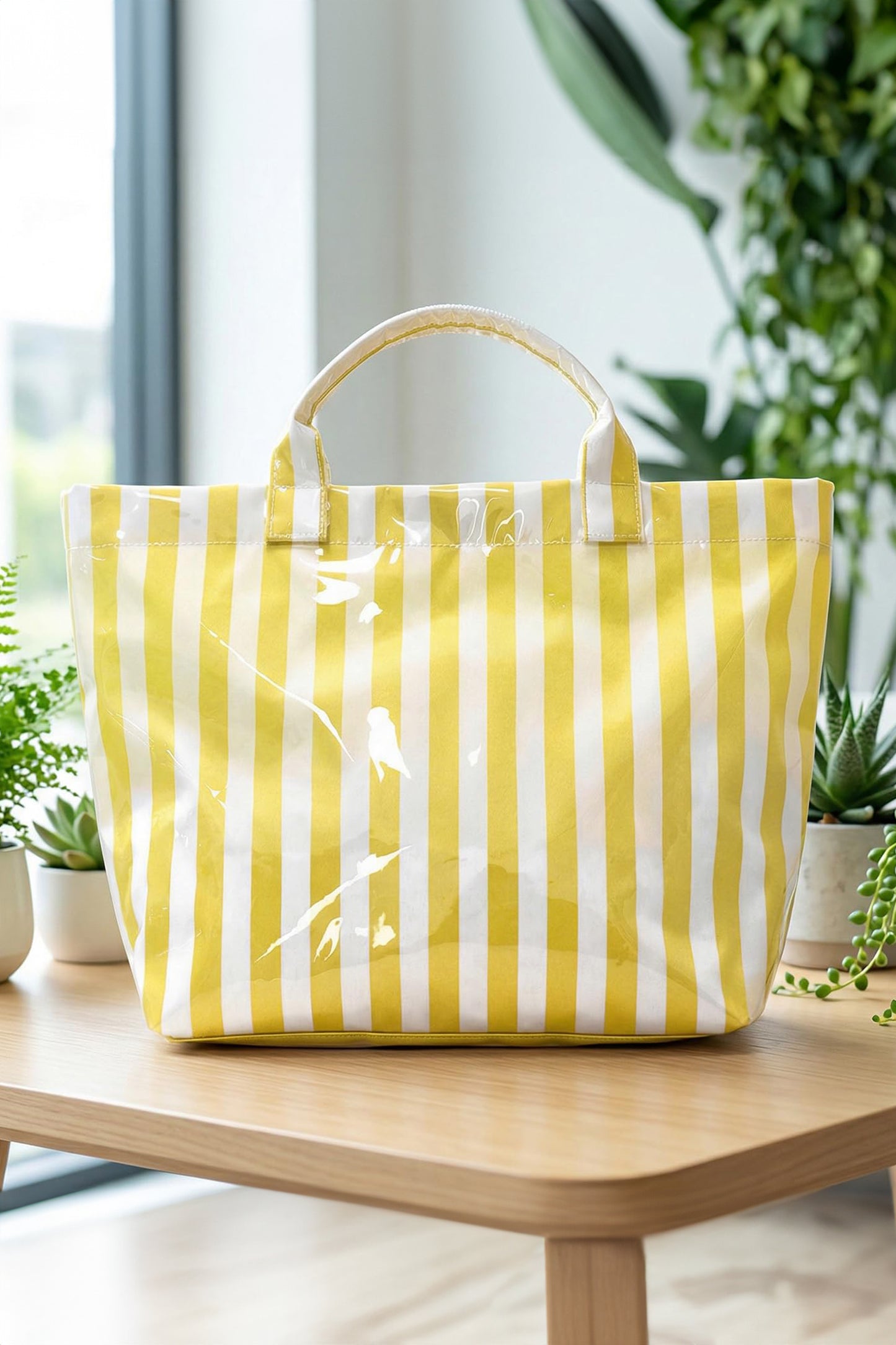 Glossy Summer Beach Vinyl Large Tote Bag